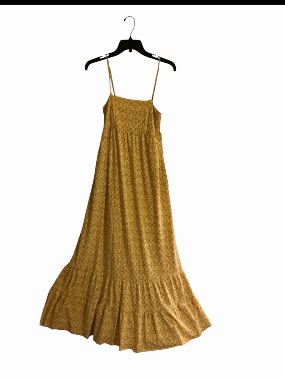 Mossimo Gold Yellow Geometric Printed Summer tank Maxi Dress with Pockets size M